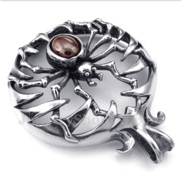 メンズチタンレッドダイヤモンドスパイダーペンダント（フリーチェーン付き）