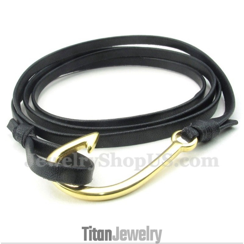 メンズチタンレザーブレスレット