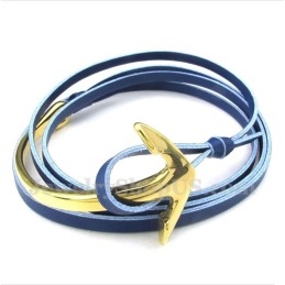 メンズチタンレザーアンカーブレスレット