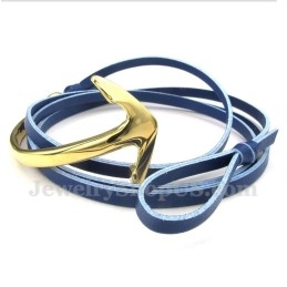 メンズチタンレザーアンカーブレスレット