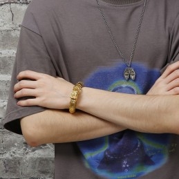 ヴィンテージ ドラゴンスケール柄 メンズ チタンブレスレット