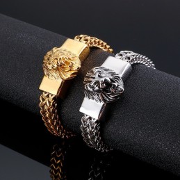 レトロなライオンヘッドチタンブレスレット（メンズ）