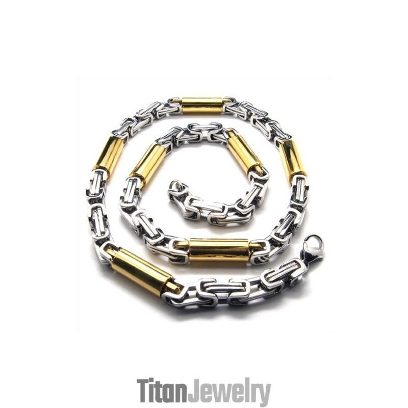 21.9インチ チタン製 ゴールデン円筒形ネックレス