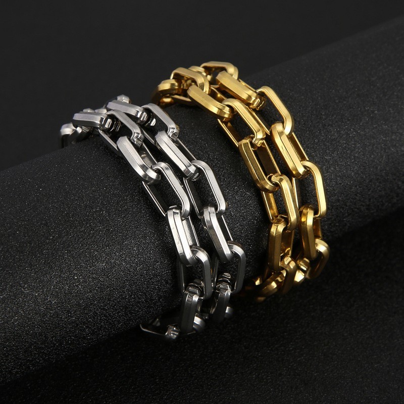 ロック ヒップホップ スクエア チタンブレスレット メンズ