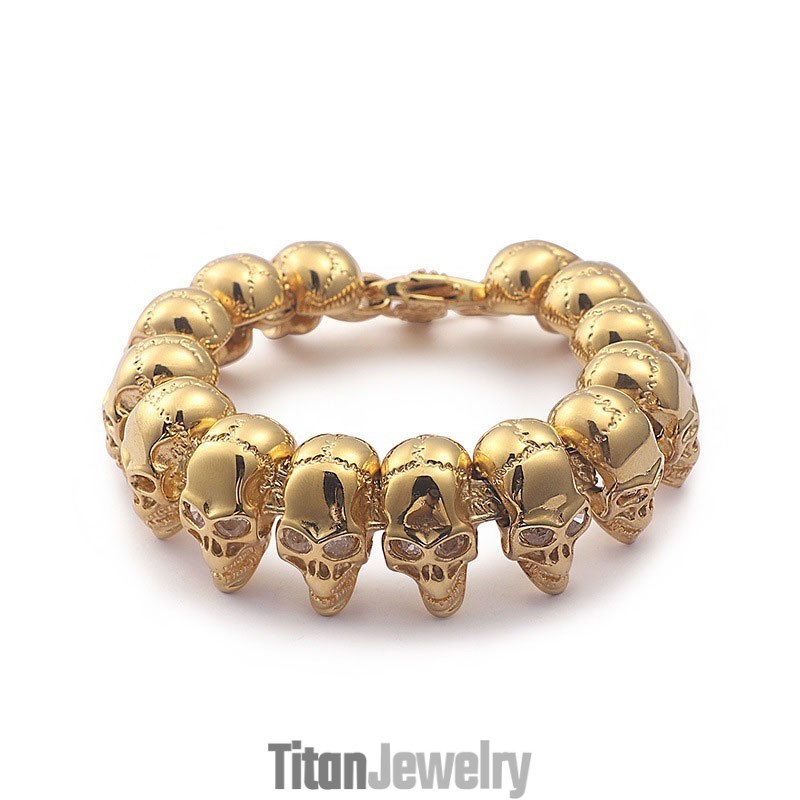 L チタンブレスレット メンズ チタンスカルブレスレット