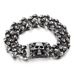 クールなレトロなスカルメンズチタンブレスレットロックシックゴーストヘッドブレスレットタイドメンズアクセサリー