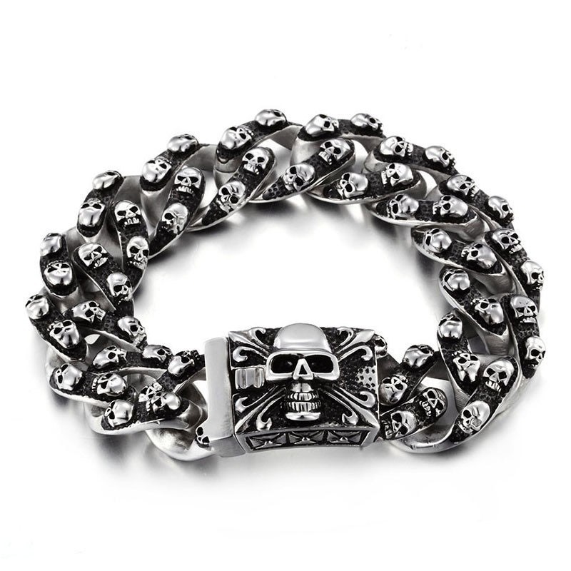 クールなレトロなスカルメンズチタンブレスレットロックシックゴーストヘッドブレスレットタイドメンズアクセサリー クールなレトロなスカルメンズチタンブレスレットロックシックゴーストヘッドブレスレットタイドメンズアクセサリー