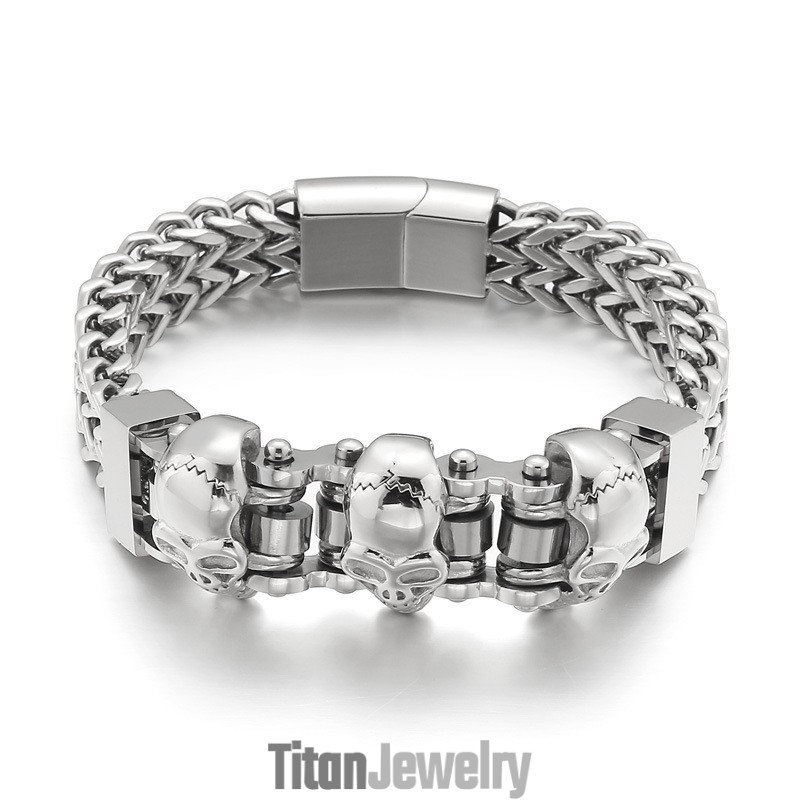 スカル メンズ チタンブレスレット