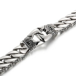 レトロシックな風模様のポートレート鋳造パターンエッジチタンブレスレット（メンズ）