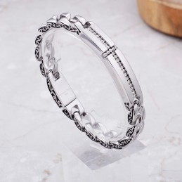 チタン製クロスとダイヤモンドのブレスレット（メンズ）チタン製ヴィンテージジュエリー