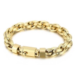 ファッション真空メッキプレスボタンダブルリングOチェーンメンズブレスレット