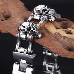 シックなスタイルのスカルチタンメンズバイカーブレスレット
