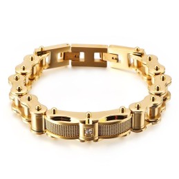 ロックバイカーチェーンチタンメンズブレスレット（ダイヤモンド付き）