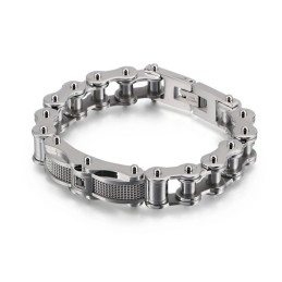 ロックバイカーチェーンチタンメンズブレスレット（ダイヤモンド付き）