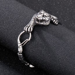 クールなアンティークゴールドタイガーチタンブレスレット（メンズ）