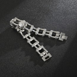 クールなスカルサイクリングメンズチタンブレスレット