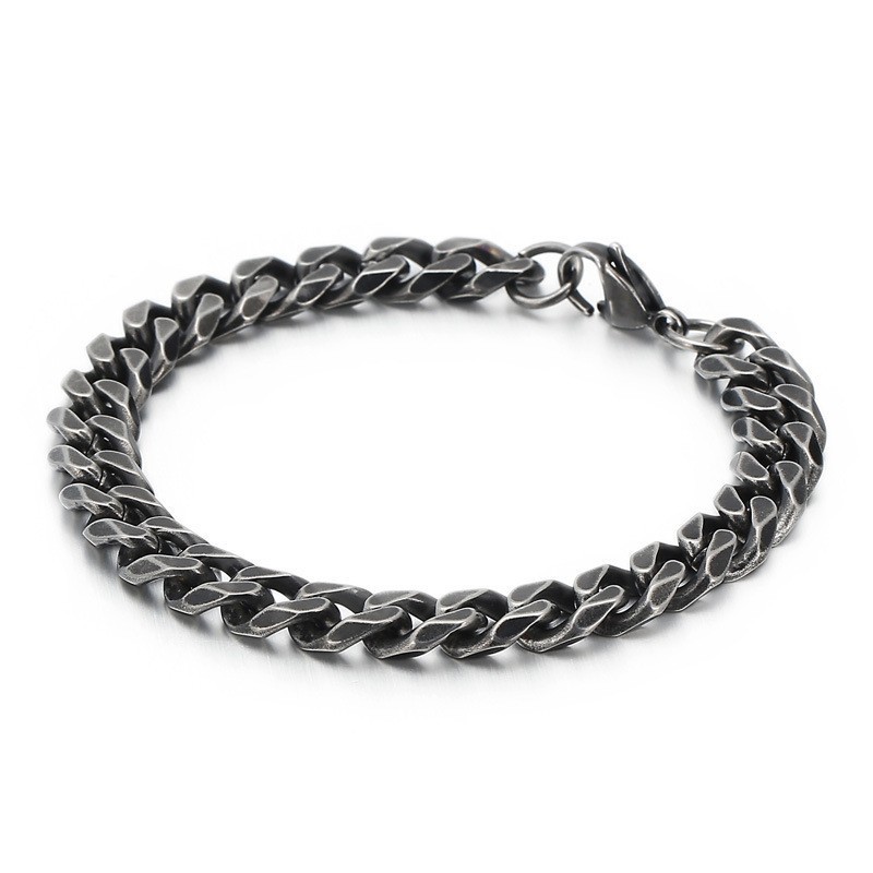 ファッションメンズチタンヴィンテージフラットブラッシュブレスレット