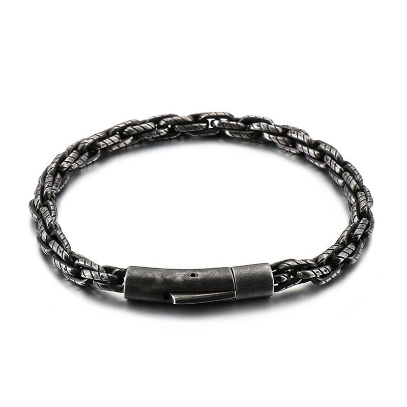 メンズブレスレット レトロ ヒップホップ ファッション チタンブレスレット