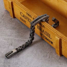 バックタイプカーブサインクロスチタンブレスレット（メンズ）