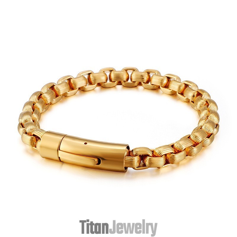 新しいファッションレトロスタイルバイカーメンズチタンブレスレットチェーンバイカーチェーンブレスレット