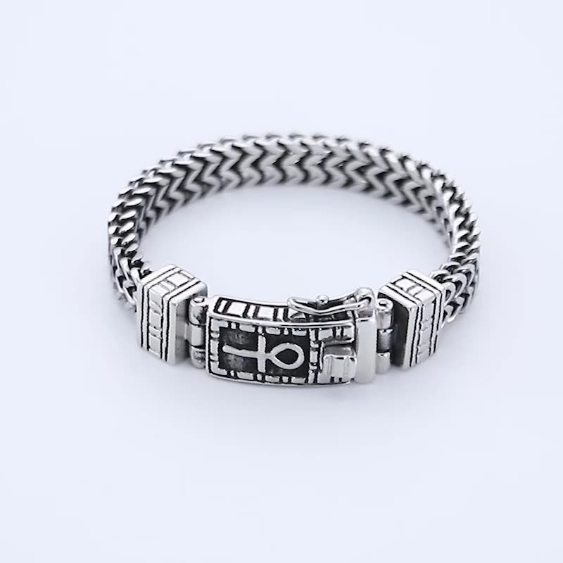 ヒップホップジュエリー ダブルチェーンブレスレット メンズ シック チタンアクセサリー
