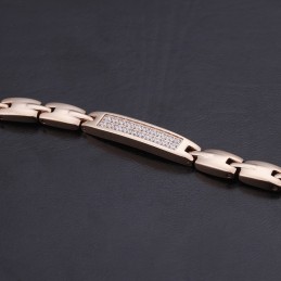 ファッションゲルマニウムストーンとダイヤモンドのカップルチタンブレスレット