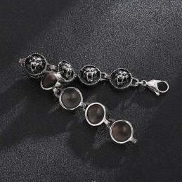 クールなヒップホップスタイルのタイガーヘッドラウンドチタンブレスレット（メンズ）