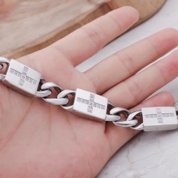 ファッションロックヒップホップスタイルのクロスとダイヤモンドのチタンブレスレット