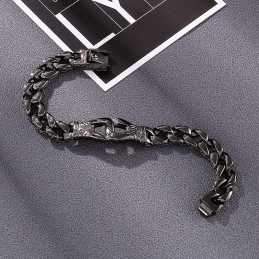 クールストリートシックなハンドプラーレースチタンメンズスナップブレスレット