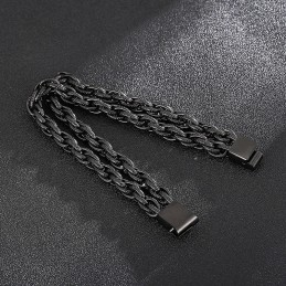 ファッションブラックメッキダブルチタンメンズブレスレット