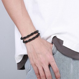 ファッションブラックメッキダブルチタンメンズブレスレット