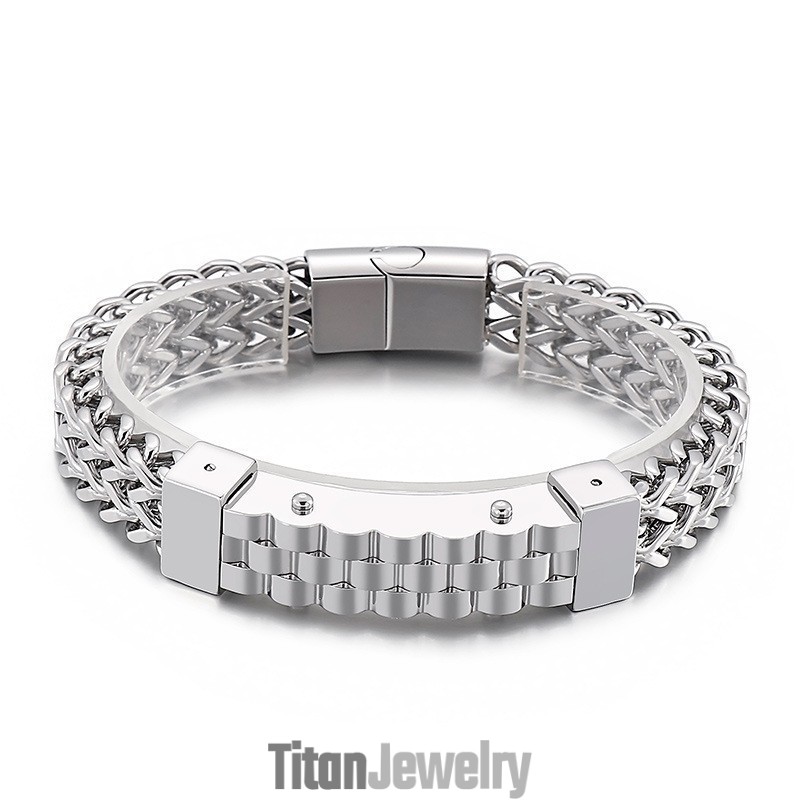 ファッションヒップホップスタイルメンズチタンブレスレット