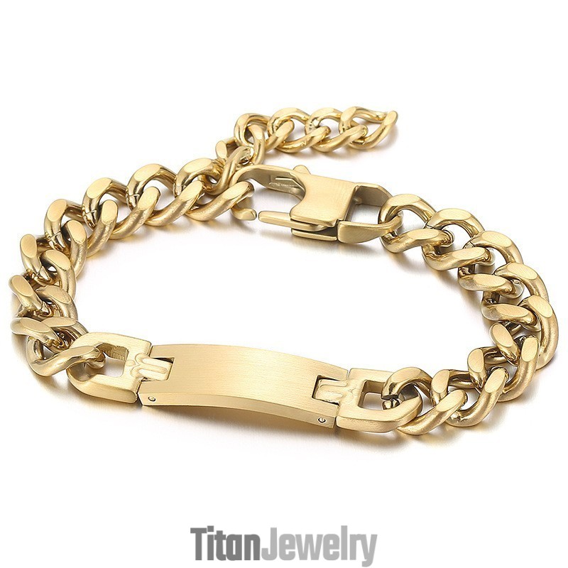 男性用ファッションカーブブランド テールチェーン付きチタンブレスレット