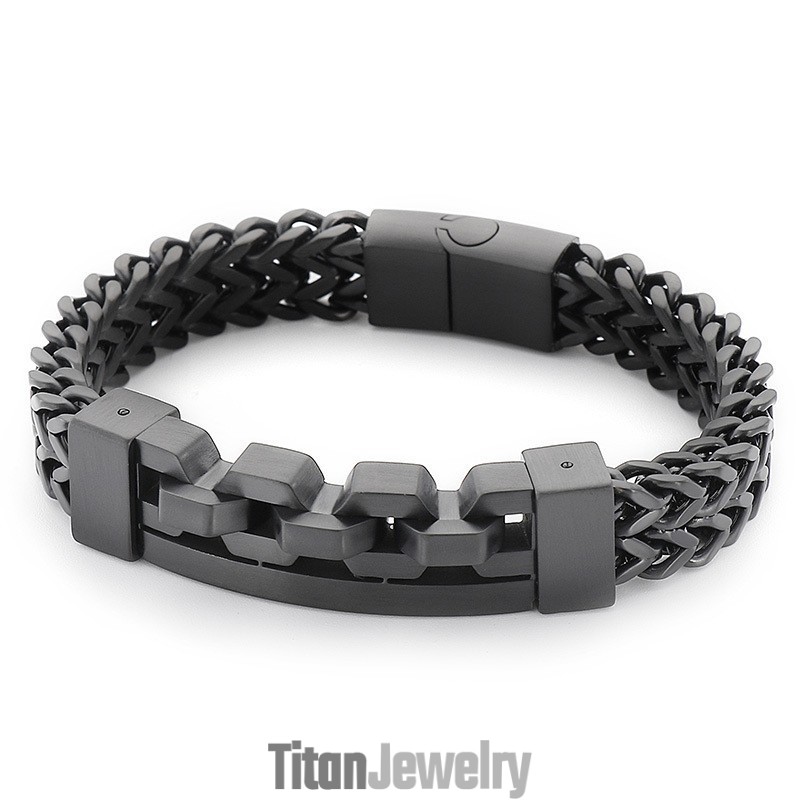 メンズ向けファッションスクエア中空チタンブレスレット
