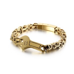クールなレンチバックタイプのカーブプレートメンズチタンブレスレット