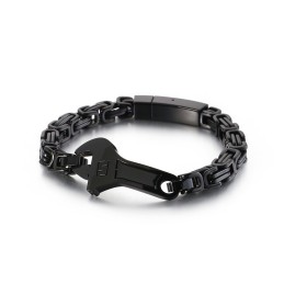 クールなレンチバックタイプのカーブプレートメンズチタンブレスレット