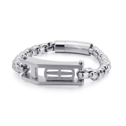 ロック ヒップホップ クロス ホロースクエア メンズ チタンブレスレット