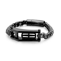 ロック ヒップホップ クロス ホロースクエア メンズ チタンブレスレット