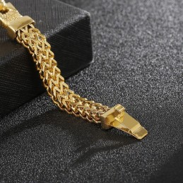ストリートクール ダブルキール ゴールド メンズ チタンブレスレット