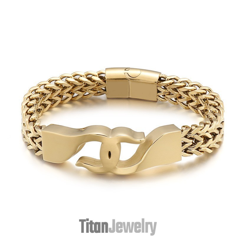 クロスフックチタンメンズブレスレット（アクセサリー付き）