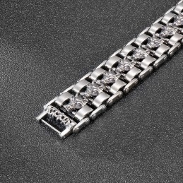 クールなメンズウルフヘッドバイカーチタンブレスレット