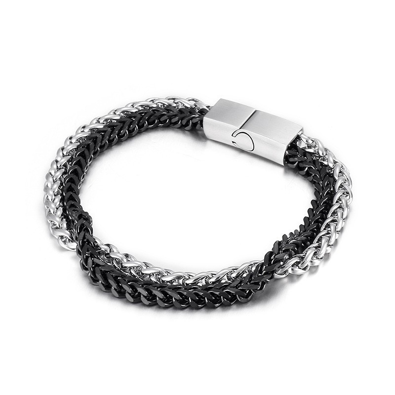 ファッションクールシックメンズダブルレイヤーチタンブレスレット
