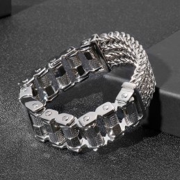 人気のオールスチールバイカーストラップメンズチタンブレスレット