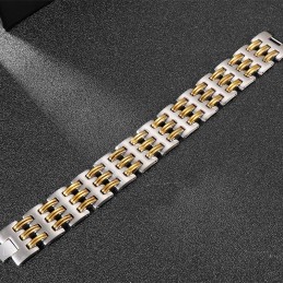ゴールドインターロッキングのファッションメンズチタンブレスレット