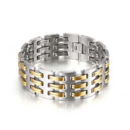 ゴールドインターロッキングのファッションメンズチタンブレスレット