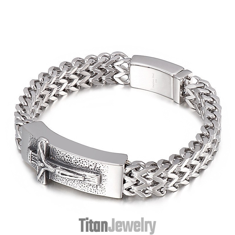 ヒップホップクロスメンズチタンブレスレット