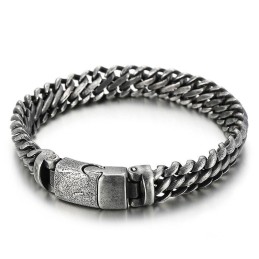 クールでシンプルなメッシュチタンスナップメンズブレスレットアクセサリー