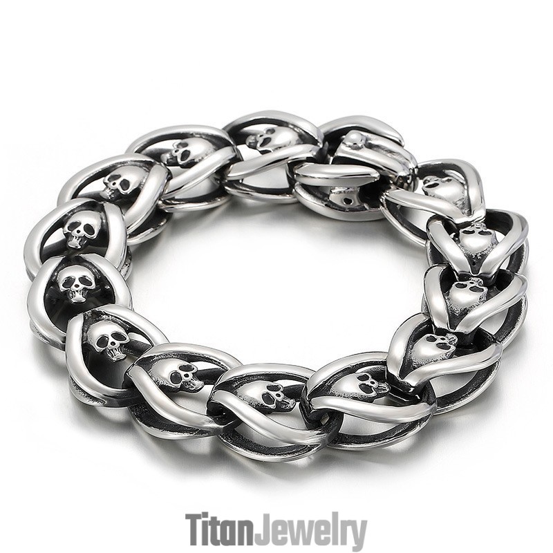 ファッションメンズチタンスカルブレスレット