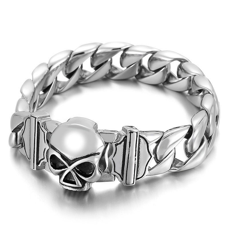 ファッションスカルメンズチタンブレスレットアクセサリー ファッションスカルメンズチタンブレスレットアクセサリー