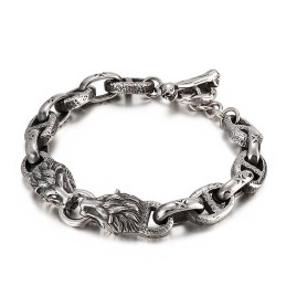 ファッションチタンデイワードチェーンライオンヘッドメンズブレスレットステージアクセサリー